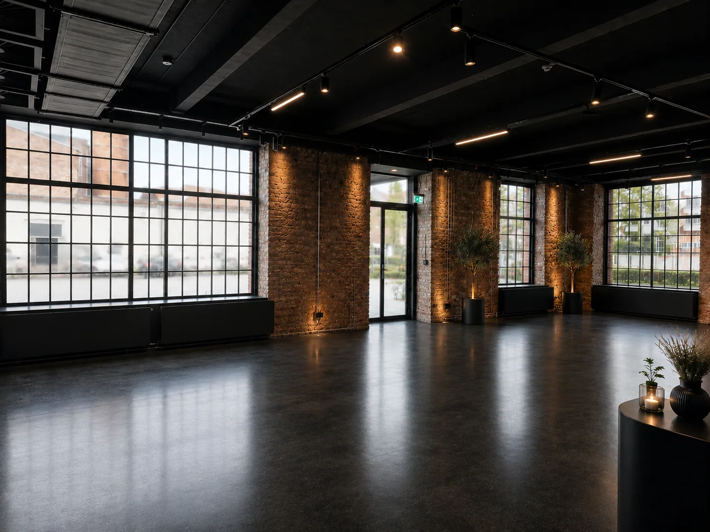 Foyer with factory windows at Anna Spree, Berlin Charlottenburg